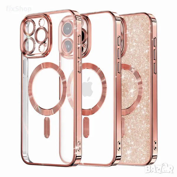 Калъф fixGuard - Luxury Glitter MagSafe - iPhone 16 Pro - Rose Gold, снимка 1