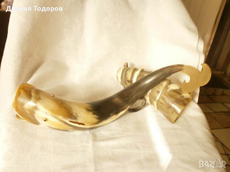 Стара Фигура Риба от рог, снимка 1