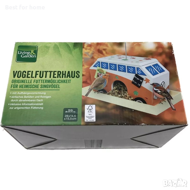 Забавна цветна къщичка за птици с форма на автобус, снимка 1