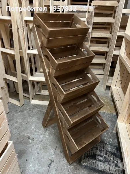 Дървен стелаж за плод и зеленчук импрегниран и с байц или ленено масло, снимка 1