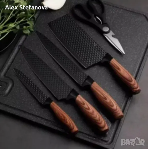 Стилен и практичен кухненски комплект ножове – 6 части, снимка 1