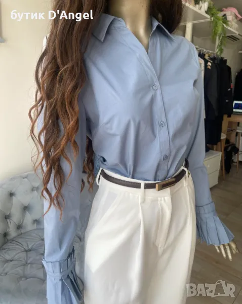 MORE&MORE Риза в син цвят с ефектен ръкав , снимка 1