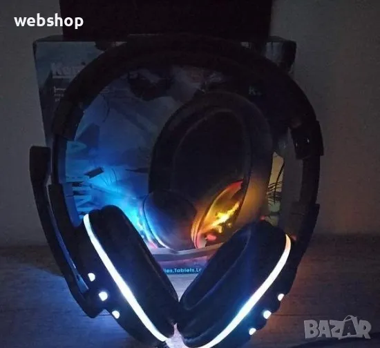 Светещи слушалки с микрофон, атрактивен дизайн и мощен звук , снимка 1