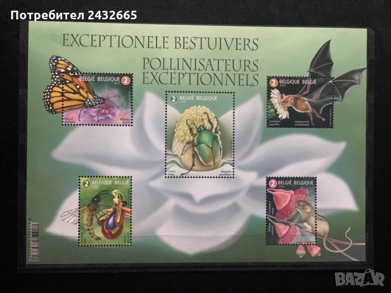 420. Белгия 2019 = “ Фауна. Животни опрашители ”, **, MNH, снимка 1
