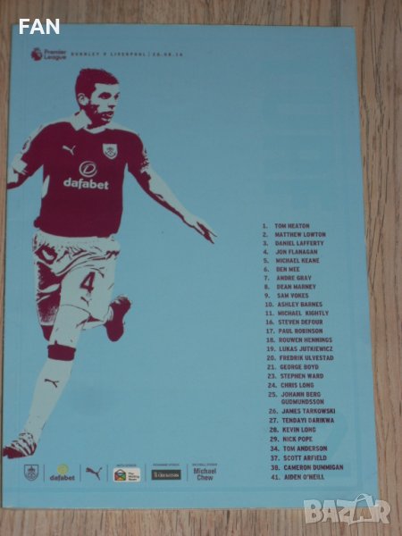 Оригинални футболни програми на БЪРНЛИ срещу ЛИВЪРПУЛ 2016 и ТОТНЪМ ХОТСПЪР 2020 г., снимка 1