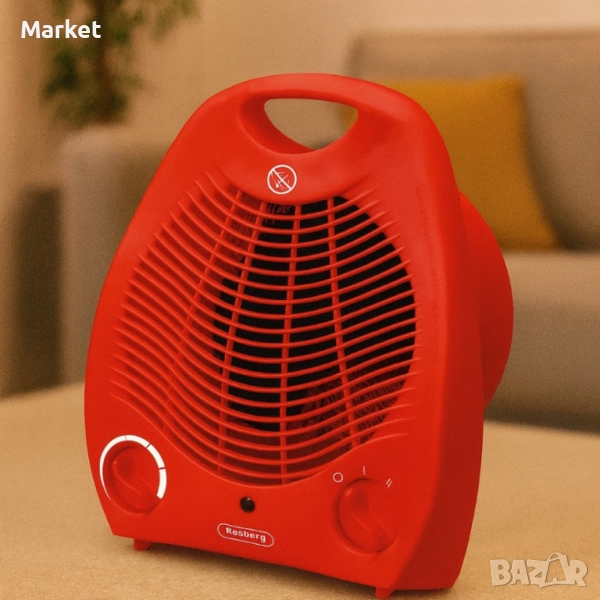 Отоплителна вентилаторна печка Rosberg R51970G – 2000W, бял/червен, снимка 1