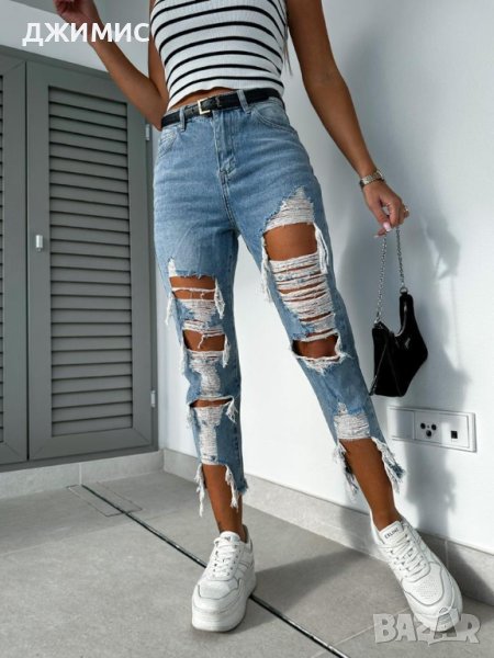 Панталон деним с накъсан ефект, снимка 1