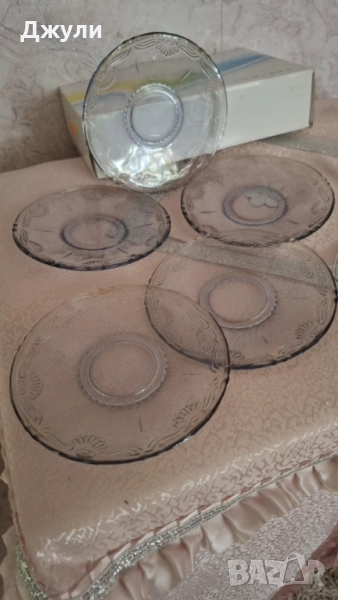 Сервиз десертен /цветно стъкло, снимка 1