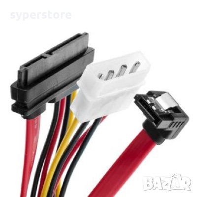 Кабел SATA Molex към SATA + Захранващ конектор VCom SS001164 0.45м Cable Sata + Power Combo Cable, снимка 1