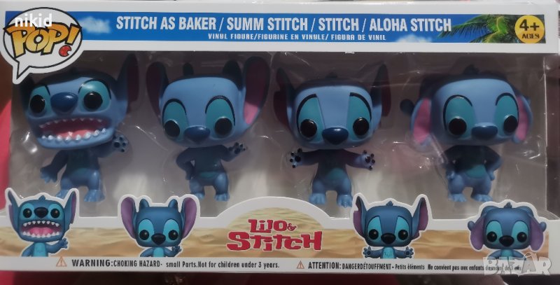 4 големи Стич Stitch големи пластмасови фигурки играчки фигурка играчка за игра и торта, снимка 1