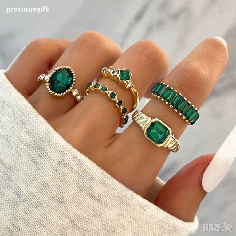 Комплект бижута - 5 броя пръстени, снимка 1
