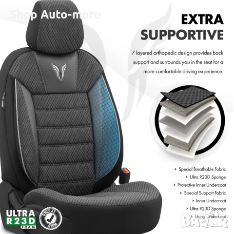 К-т Луксозна Тапицерия Automat-OTOM, Текстил с еко кожа, TORO Design, Черна със сив шев, снимка 7 - Аксесоари и консумативи - 52795422