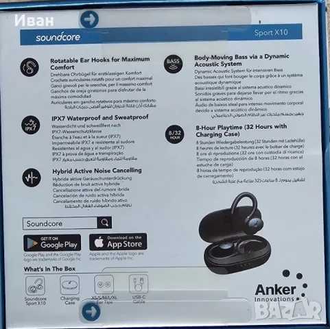 Уникални спортни  Wireless слушалки Soundcore Sport X10, снимка 2 - Слушалки и портативни колонки - 50248869