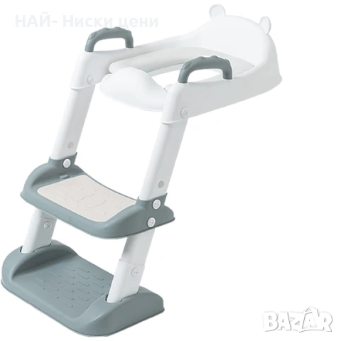 Детска тоалетна седалка със стълби, подлакътник, неплъзгаща се, регулируема по височина, сгъваема, т, снимка 2 - За банята - 53893106