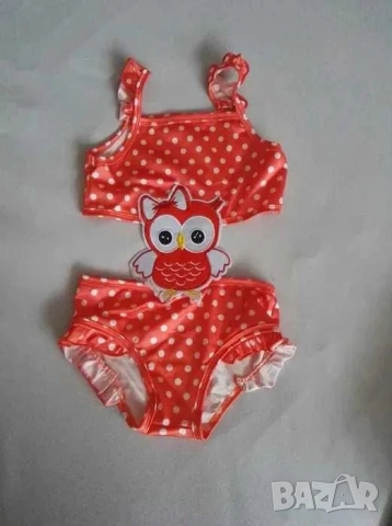 Бански за момиче, 3г-4г, детски бански, НОВО, бански, бухалче, 2 части, снимка 2 - Детско бельо и бански  - 33528854