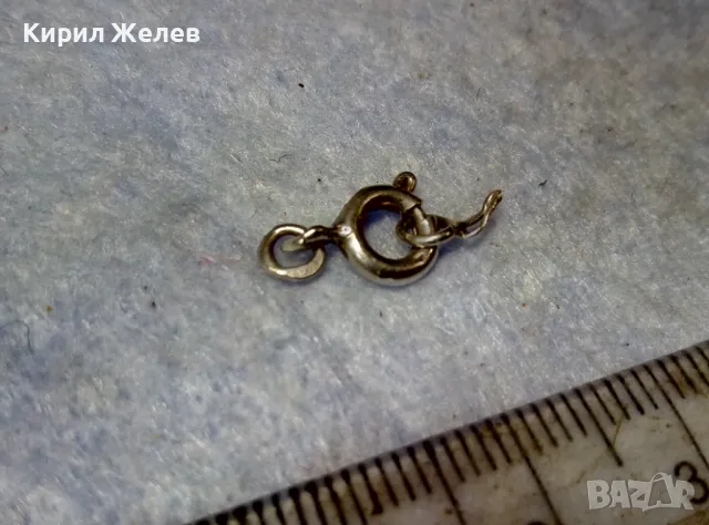 СТАРА СРЕБЪРНА ЗАКОПЧАЛКА СРЕБРО 925 с БЯЛА ПОЗЛАТА КАРАБИНКА За ГРИВНА КОЛИЕ ВЕРИЖКА 49937