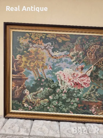Огромен изключително красив антикварен колекционерски холандски гоблен , снимка 6 - Гоблени - 47263073