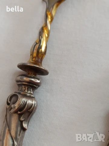 Комплект стари антикварни сребърни прибора за масло и др, снимка 9 - Антикварни и старинни предмети - 50840721