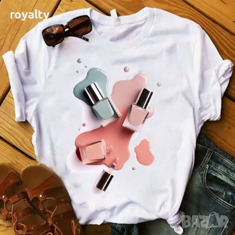 Дамска памучна тениска с щампа Два дизайни 