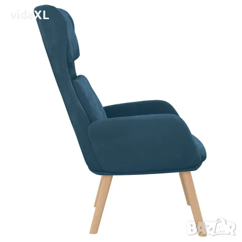 vidaXL Релакс стол, син, кадифе, снимка 4 - Дивани и мека мебел - 56147150