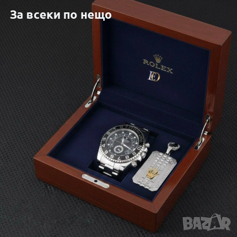 Rolex Комплект Мъжки Часовник С Колие Ролекс - Налични Различни Цветове Код SK640, снимка 5 - Подаръци за мъже - 53093330