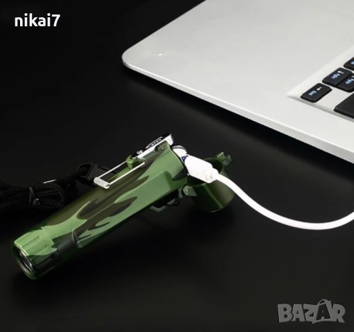 тактическа водоустойчива плазмена запалка с фенер и компас туризьм лов, снимка 4 - Други - 42056042