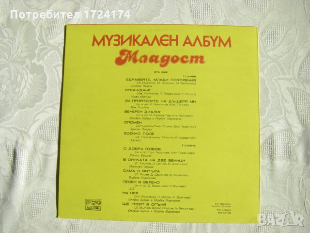 ВТА 10385 - Музикален албум Младост, снимка 4 - Грамофонни плочи - 31558463