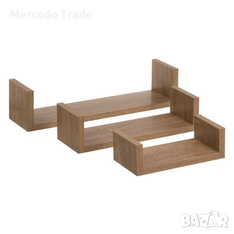 Комплект декоративни рафтове Mercado Trade, За стена, 3бр., Кафяв, снимка 2 - Декорация за дома - 51911065