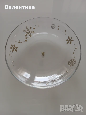 Стъклена коледна чиния със звездички, снимка 5 - Декорация за дома - 51430491