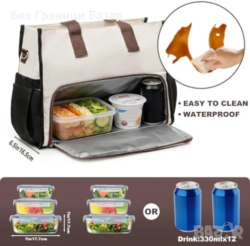 Нова Дамска чанта за лаптоп 15.6 с термо отделение за храна Жени офис работа, снимка 2 - Чанти - 54057337