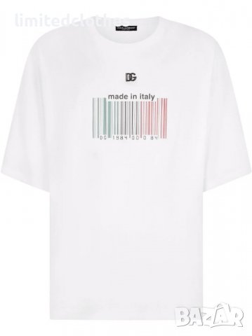 D&G Dolce and Gabbana Barcode Embroidered Logo Oversized Мъжка Тениска size 44 (M / L) и 48 (XL), снимка 2 - Тениски - 37840875