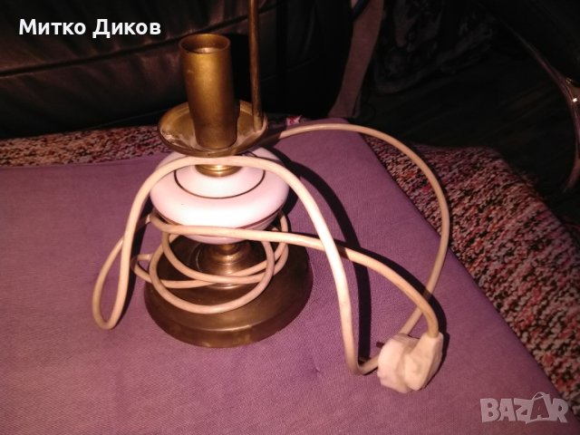 Стара настална ретро нощна лампа от соца с порцелан, снимка 2 - Други стоки за дома - 42797171