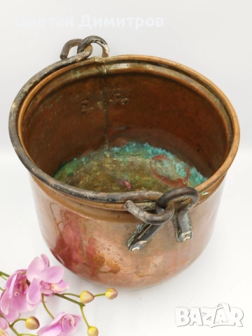Голямо холандско медно , ковано котле, снимка 9 - Антикварни и старинни предмети - 51570392