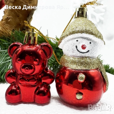 Коледен комплект украса 8 броя – Червени и бели висулки Premium Collection, снимка 3 - Декорация за дома - 52561849