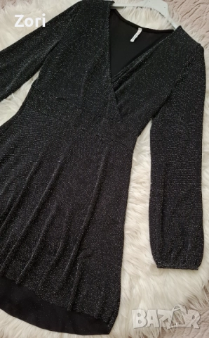 БЛЕСТЯЩА черно-сребриста рокля, снимка 4 - Рокли - 52508879