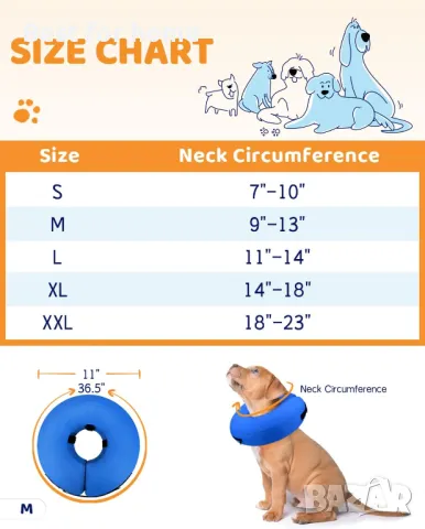 Надуваема яка за кучета размер М  Supet - за възстановяване след операция, снимка 2 - За кучета - 50325331