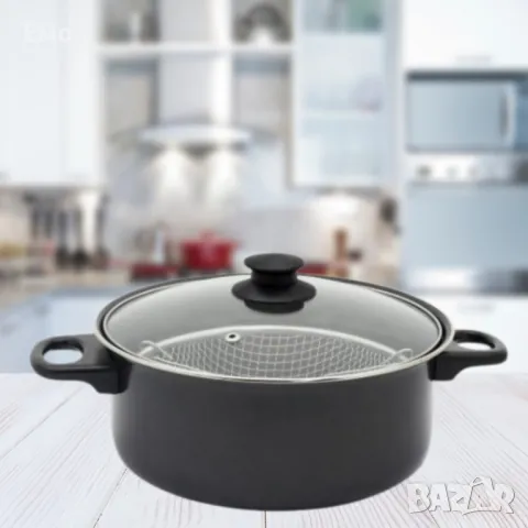 Тенджера с кошница Rosberg  R51213A, 24см., въглеродна  стомана, снимка 2 - Съдове за готвене - 47719041