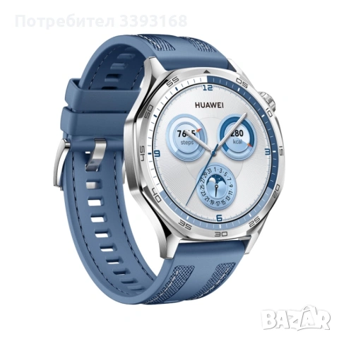 Смарт часовник HUAWEI WATCH GT 5 BLUE VLI-B19W Blue Woven Strap 46 MM, GPS, ПУЛСОМЕР, SPO2, снимка 5 - Смарт часовници - 53370503