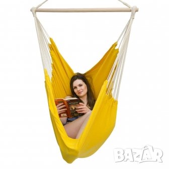 Висящ стол Памук, полиестер и дърво Hespéride Cuenca Yellow 100x135 Cm, снимка 2 - Градински мебели, декорация  - 39582065