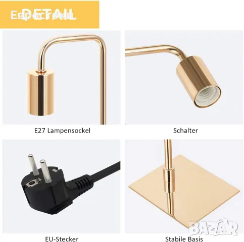 Метални нощни лампи LIANTRAL, комплект от 2 броя, ретро индустриална настолна лампа , снимка 4 - Настолни лампи - 49622842