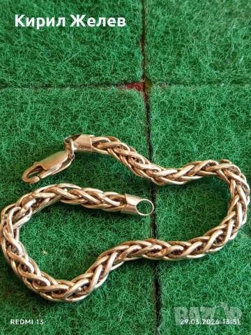 Масивна сребърна гривна плетка тип ЖИТЕН КЛАС перфектно състояние много красива 51782, снимка 8 - Гривни - 54014180