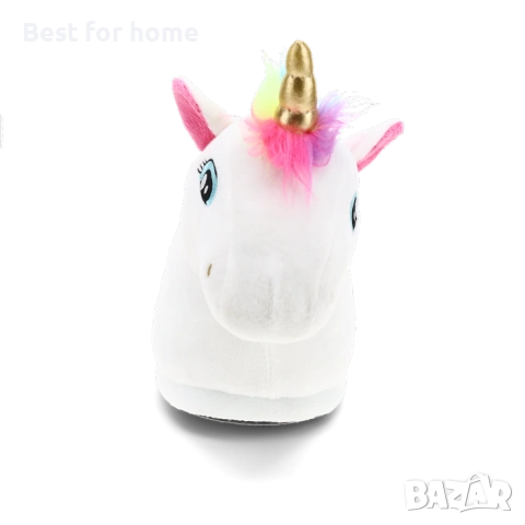 Плюшени домашни пантофи "Еднорог" (Размер 38-40), снимка 3 - Детски пантофи - 53276505