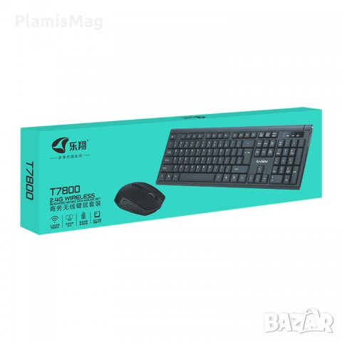 Комплект мишка и клавиатура Loshine T7800, Безжични, Черни, снимка 3 - Клавиатури и мишки - 34386418