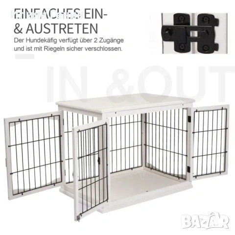 PawHut Транспортна кутия за кучета 58,5 см x 81 см x 66 см с врати, снимка 2 - За кучета - 54021703