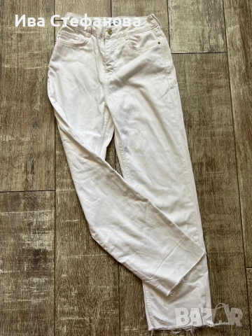 Нови класически  бели дънкови дънкени панталони висока талия Zara zara