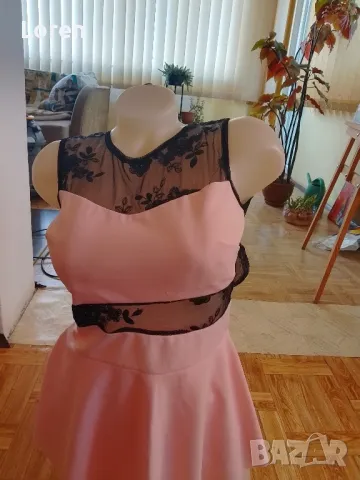 Секси розово късо гащеризонче с черна дантела, снимка 5 - Гащеризони - 49687134