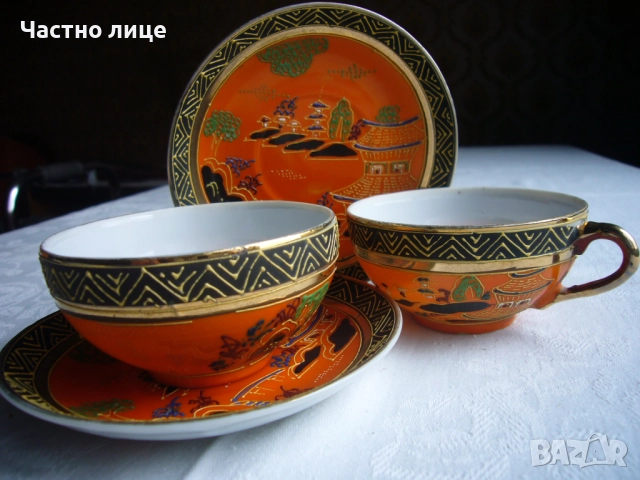 Японски чаен сервиз от 1920-те год. от ажурен порцелан, ръчна изработка