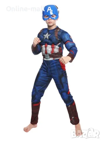 Детски костюм на Капитан Америка с мускули и Щит на Капитан Америка, снимка 2 - Детски комплекти - 49719719