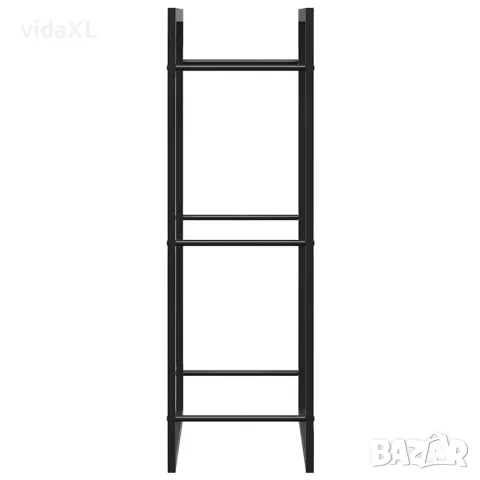 vidaXL Стойка за дърва за огрев, черен мат, 50x28x94 см, стомана, снимка 6 - Дърва за огрев - 56147195