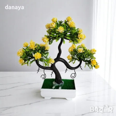 5863 Изкуствено цвете в правоъгълна саксия, снимка 4 - Декорация за дома - 49999668